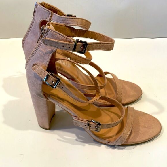 NEW Sandalup Strappy Nude Sandals Size 10 - Picture 4 of 7